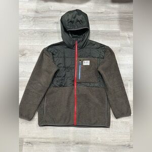 I269 Cotopaxi Trico Hybrid Jacket Insulated Fleece Hood Black Brown Mens M